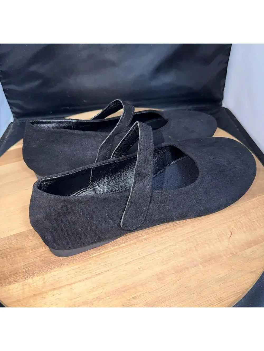 Women’s Black Mary Jane Flats Size 43 Comfort Slip On Shoes